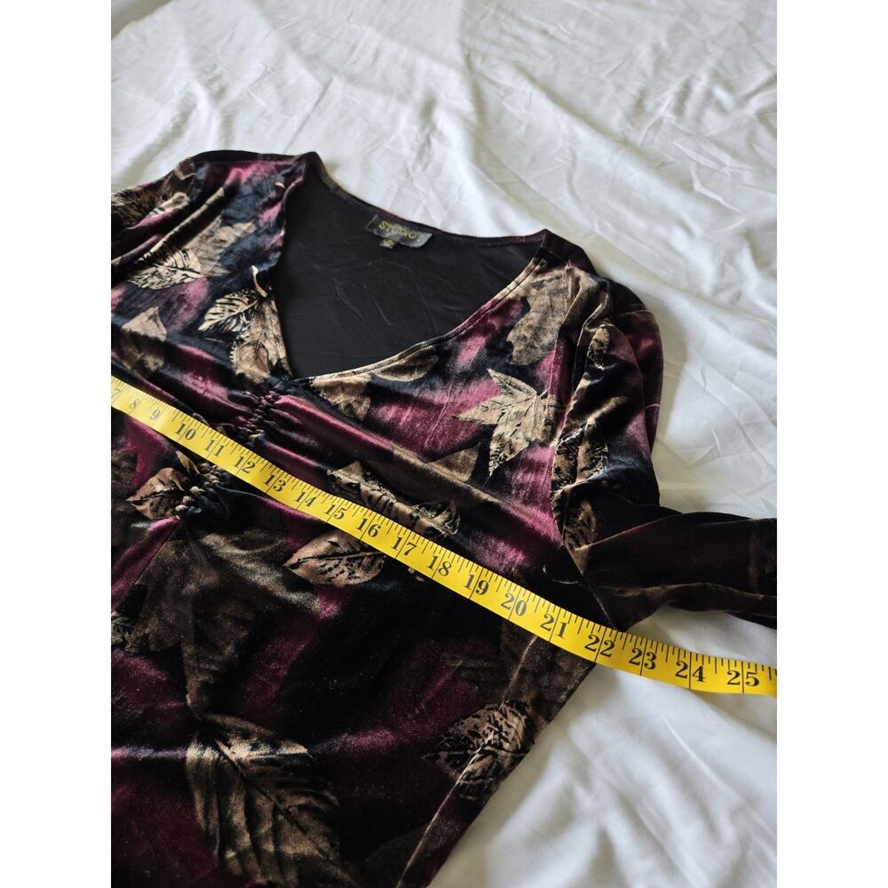 Velvet Floral Top Sz 18 Witchy Boho Gothic Whimsigoth Dark Romantic Renaissance - Picture 9 of 10